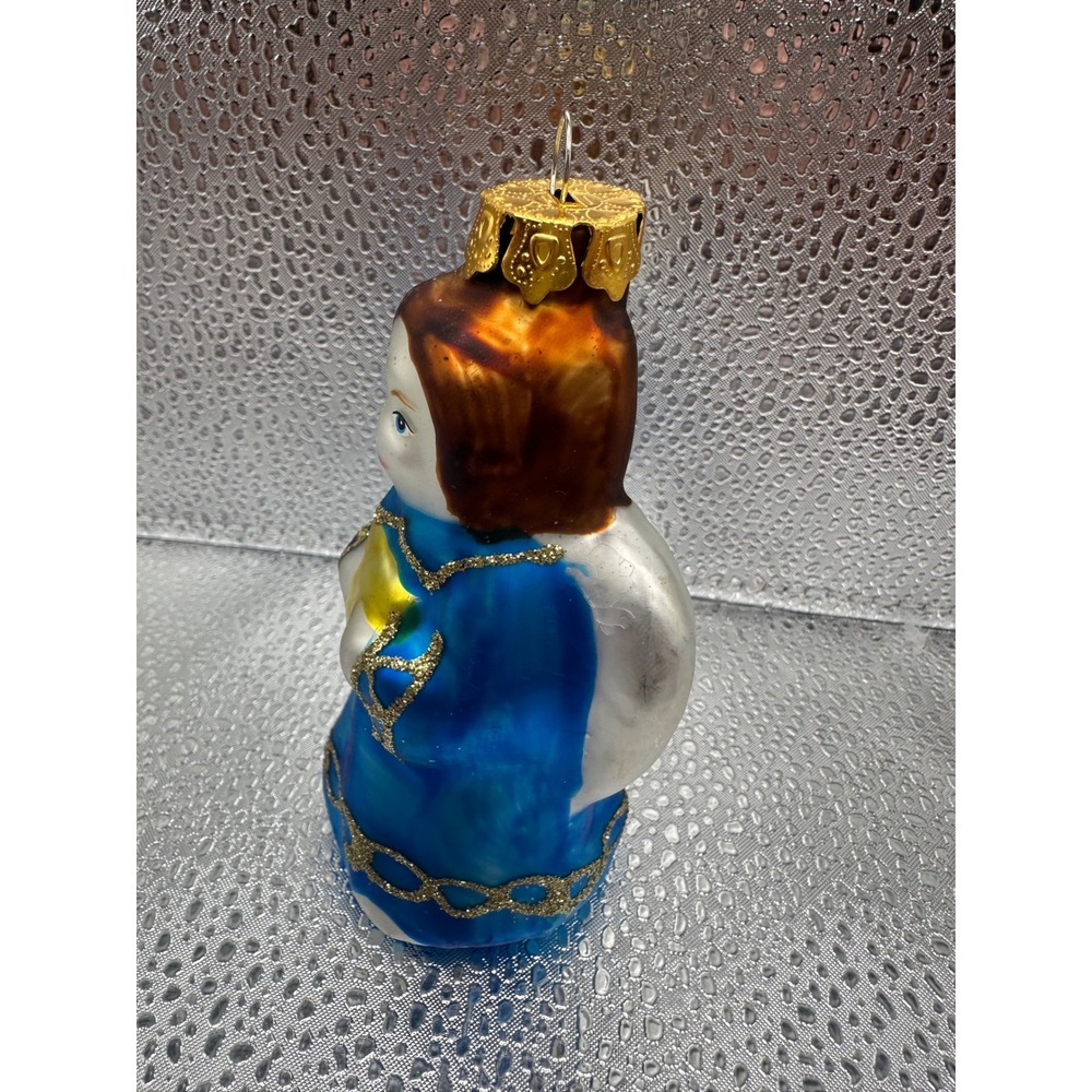 Vintage Blown Glass Angel Ornament Blue Robe Gold Glitter Wings Christmas - Picture 5 of 10